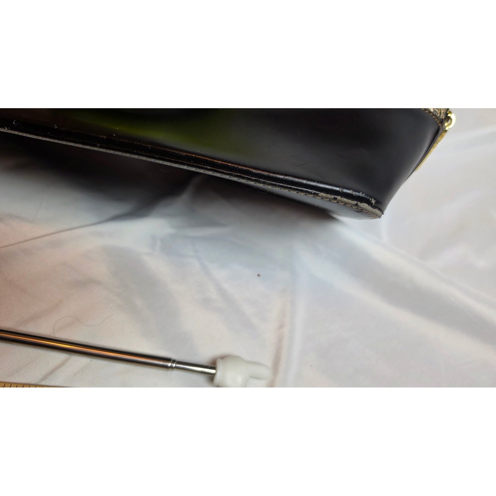 Anne Klein Paisley Satchel Bag Black White Lime Green Y2K Retro Statement Purse - Picture 6 of 8